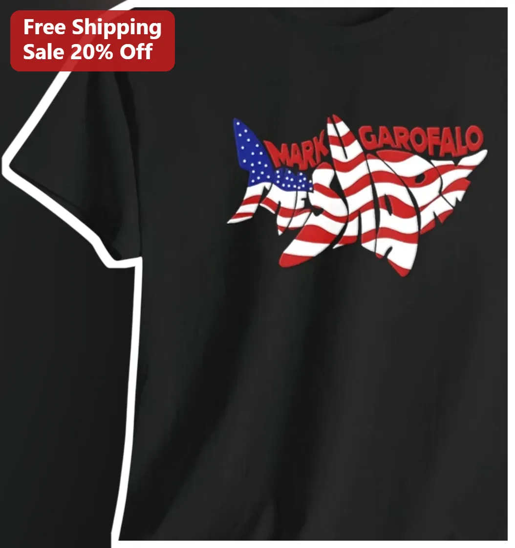 Mark Garofalo Patriotic Shark American Flag Graphic Tee for Men Women Fans