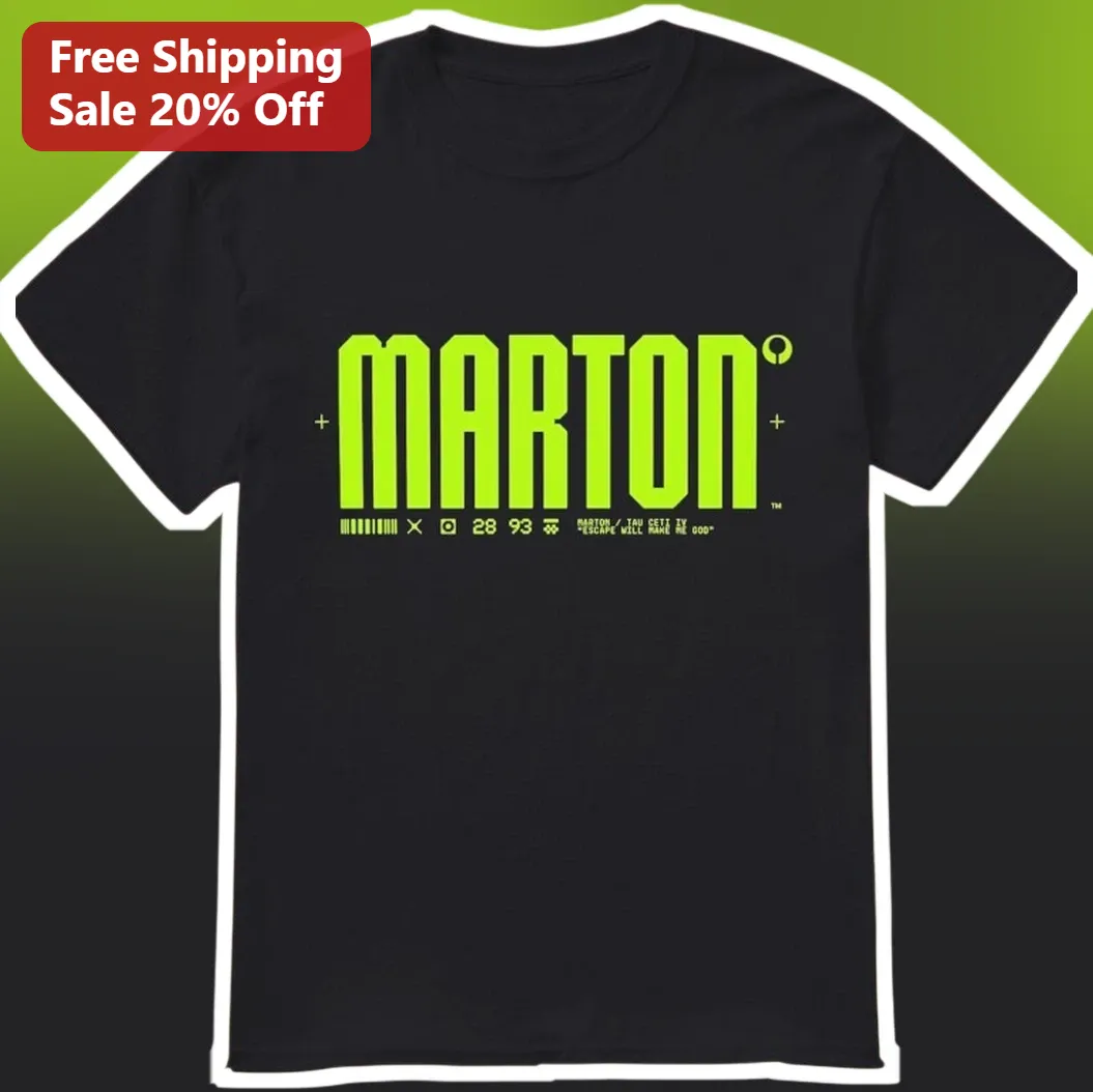 Marton Cyberpunk Neon Green Typography Graphic Tee Futuristic Streetwear Shirt