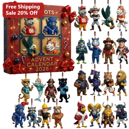 Mascots Advent Calendar Ornament Collectible Football Team Holiday Gift