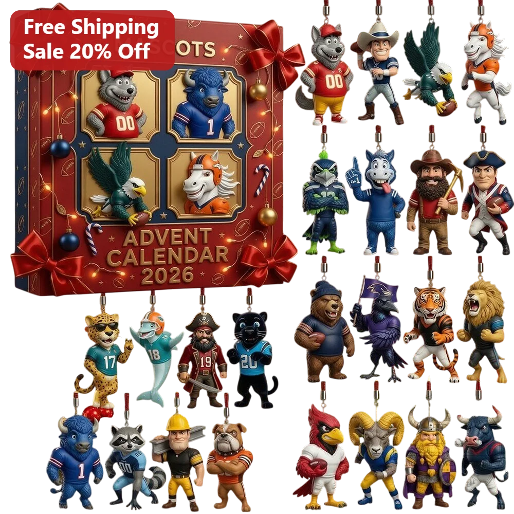 Mascots Advent Calendar Ornament Collectible Football Team Holiday Gift