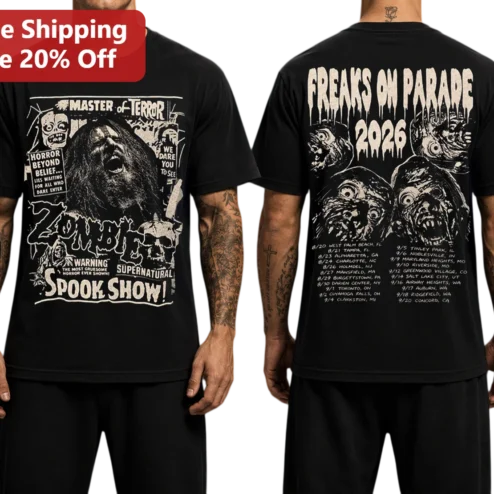 Master of Terror Zombie Spook Show Freaks on Parade Vintage Horror Graphic Tee