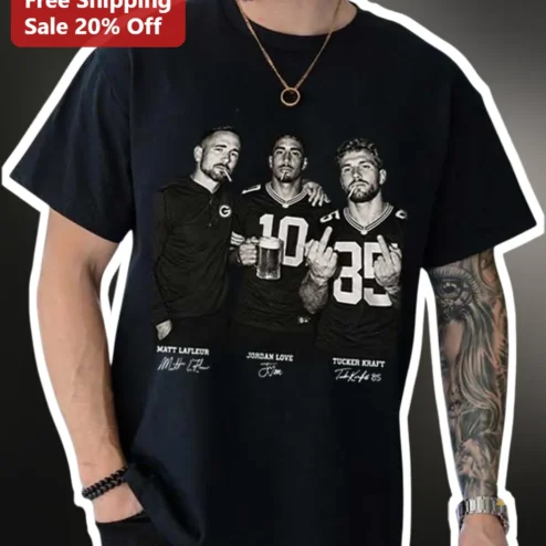Matt LaFleur Jordan Love Tucker Kraft Green Bay Packers NFL Fan Graphic Tee