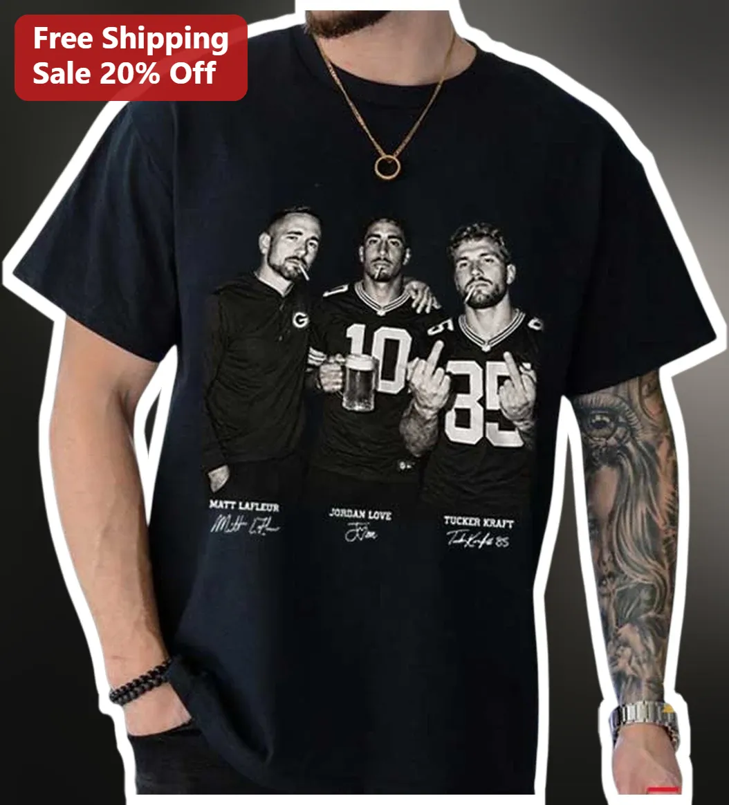 Matt LaFleur Jordan Love Tucker Kraft Green Bay Packers NFL Fan Graphic Tee