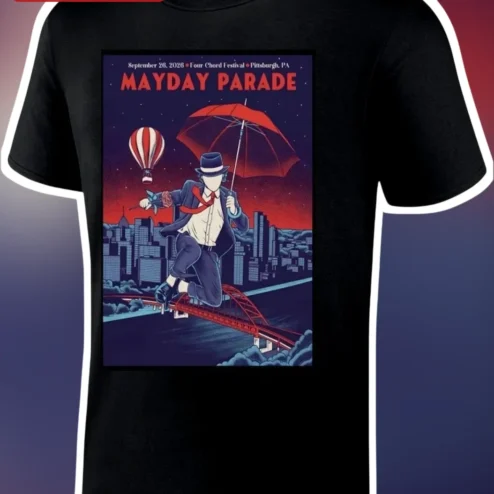 Mayday Parade Vintage Tour Graphic Tee Pop Punk Band Merch Shirt