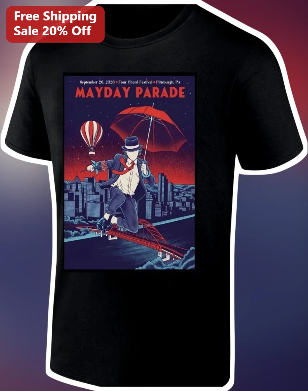 Mayday Parade Vintage Tour Graphic Tee Pop Punk Band Merch Shirt