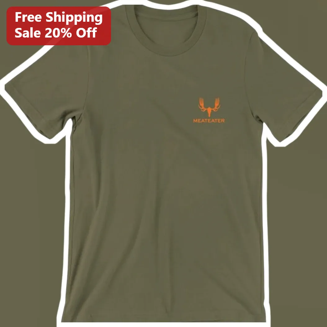 MEATEATER Tee Olive Green Deer Skull Antler Fork Logo Hunting Apparel Gift