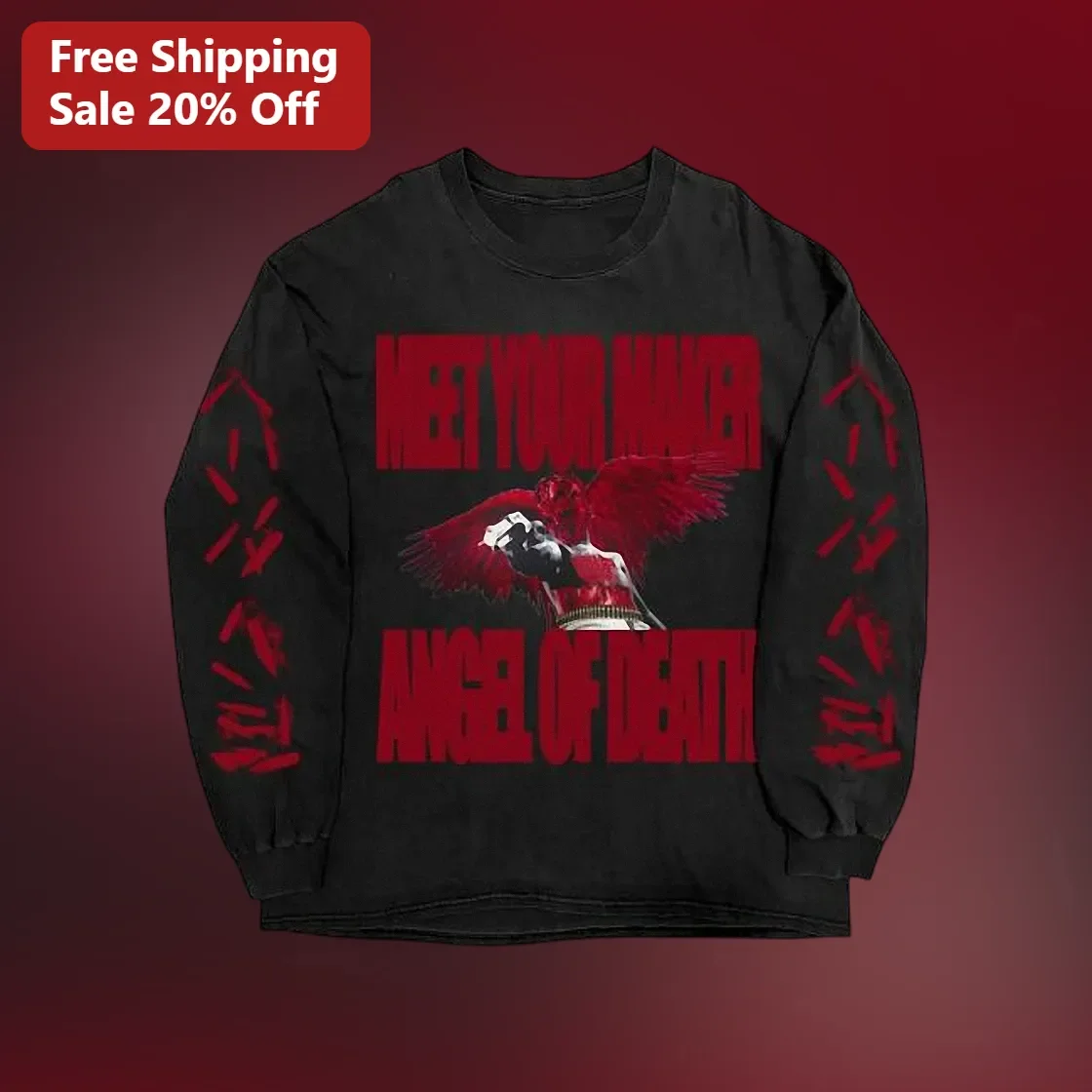 Meet Your Maker Angel of Death Long Sleeve Shirt Gothic Streetwear Apparel