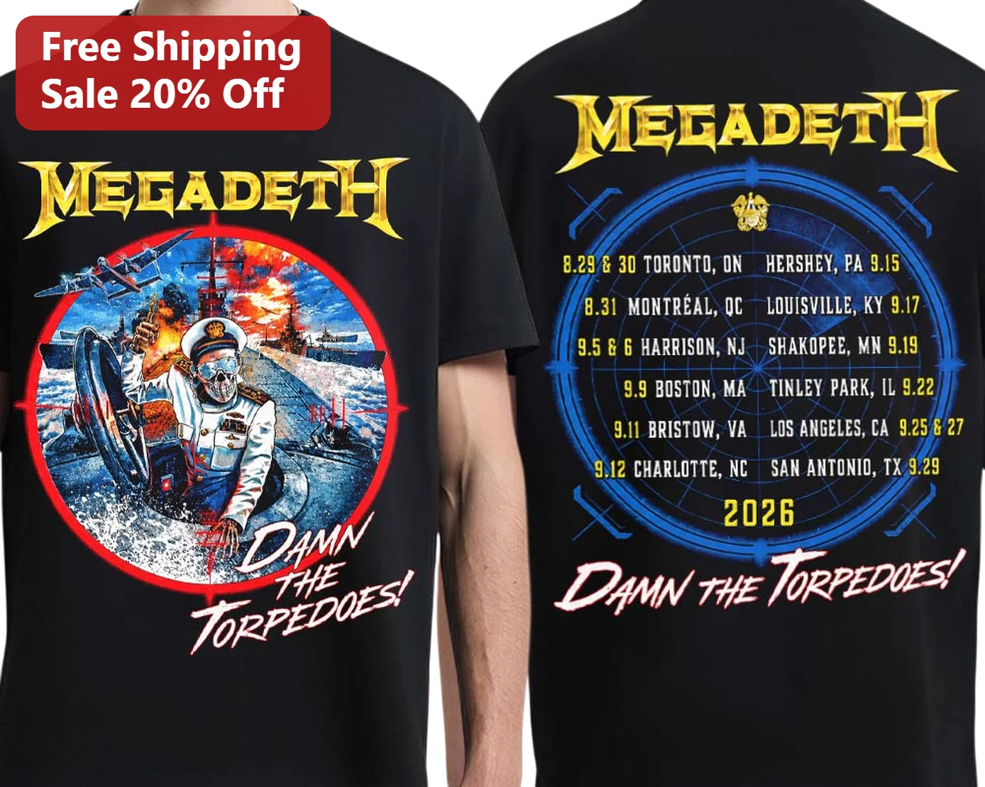 Megadeth Damn The Torpedoes Vic Rattlehead Graphic Tee Heavy Metal Band Shirt