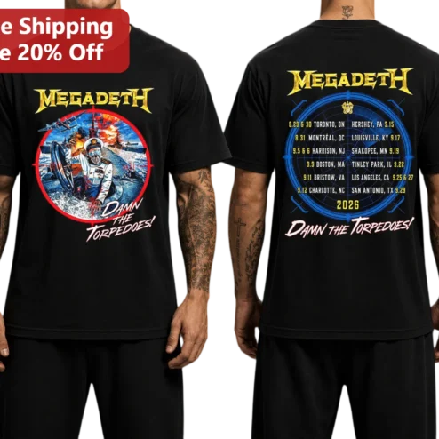 Megadeth Damn The Torpedoes Vic Rattlehead Heavy Metal Band Graphic Tee