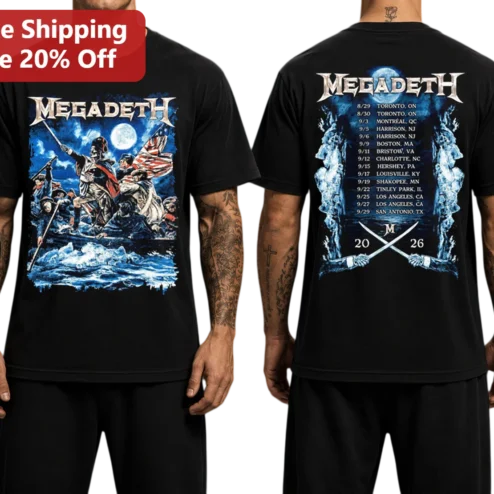 MEGADETH Tee Viking Washington Crossing The Delaware Tour Dates Graphic Shirt