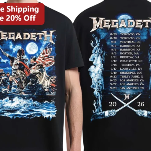 MEGADETH Vic Rattlehead Tour Tee Heavy Metal Band Graphic T-Shirt