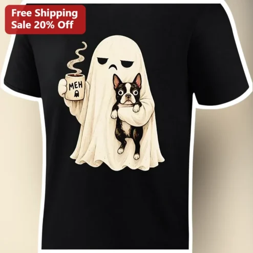 MEH Tee Grumpy Ghost Dog Owner Graphic T-Shirt