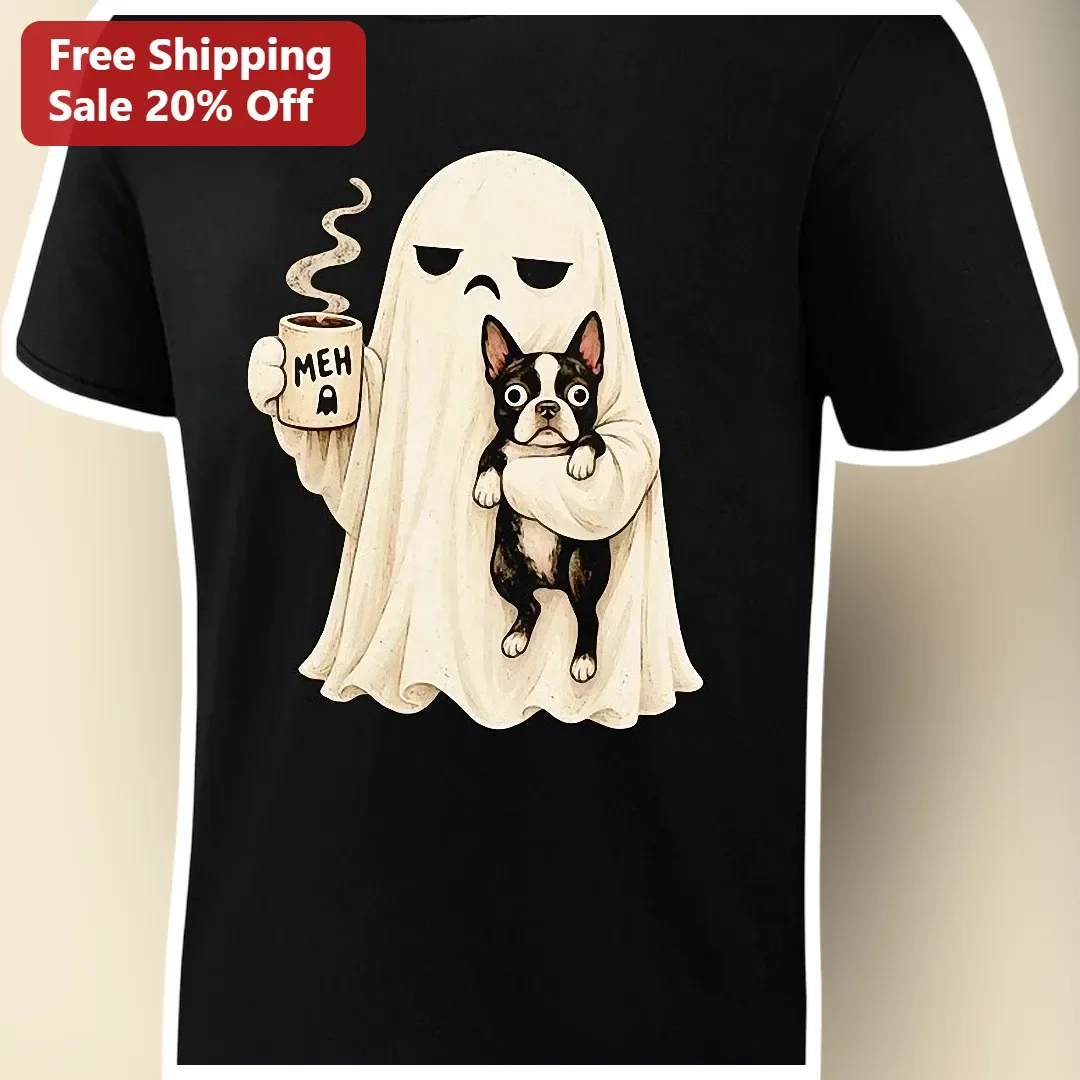MEH Tee Grumpy Ghost Dog Owner Graphic T-Shirt