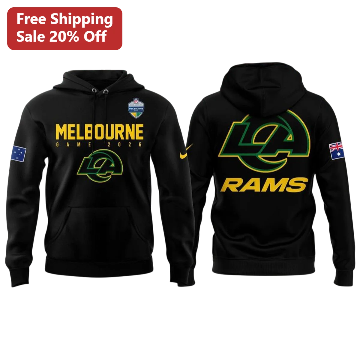 Melbourne Game 2026 LA Rams Hoodie NFL International Series Fan Apparel