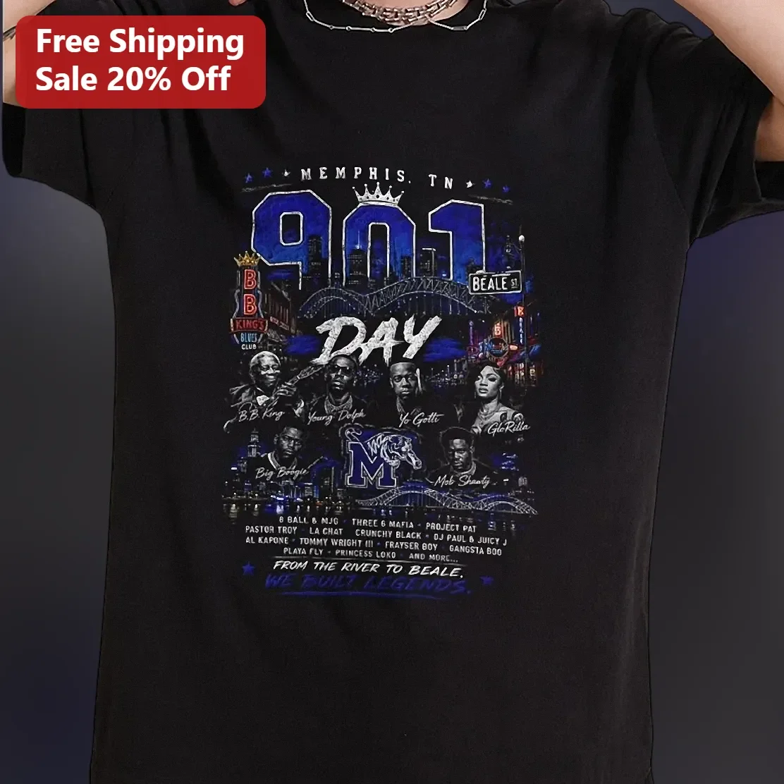 Memphis TN Day From The River To Beale We Built Legends Graphic Tee