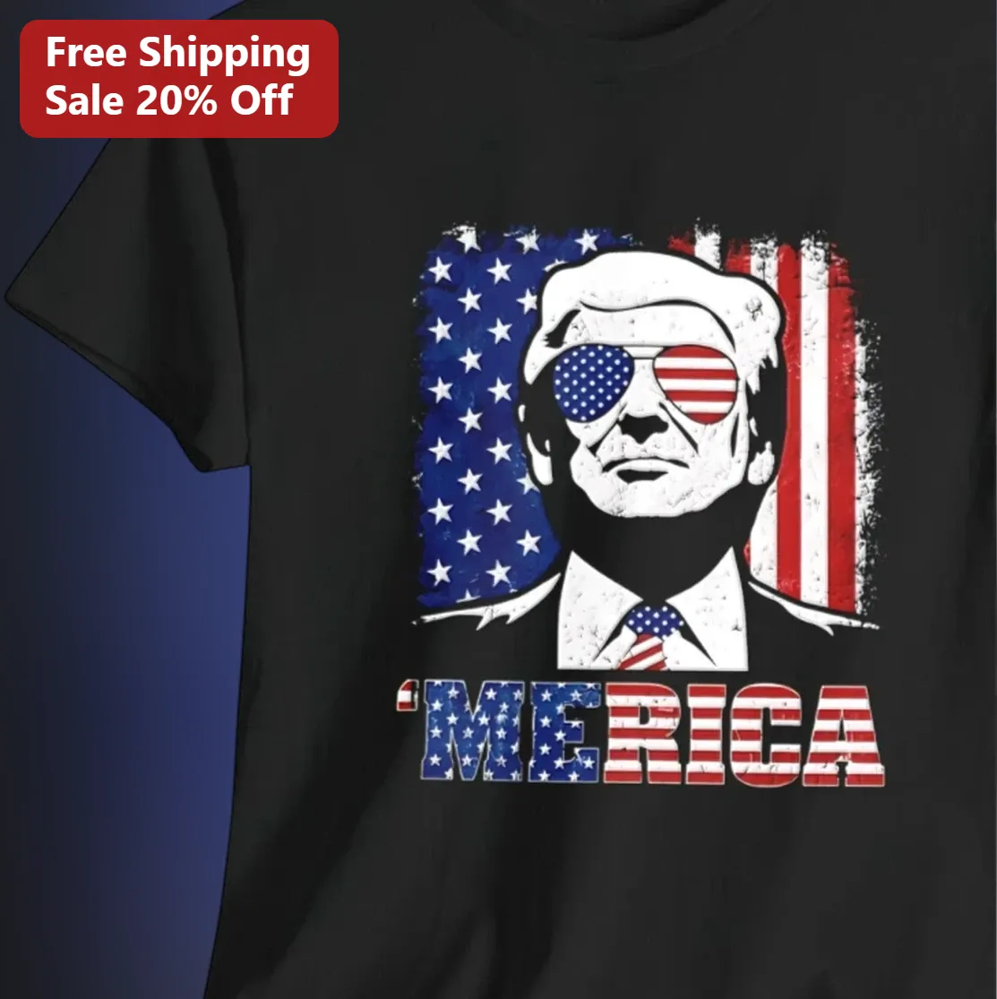 'MERICA Tee Donald Trump American Flag Patriotic Shirt 4th Of July Gift for Men Women