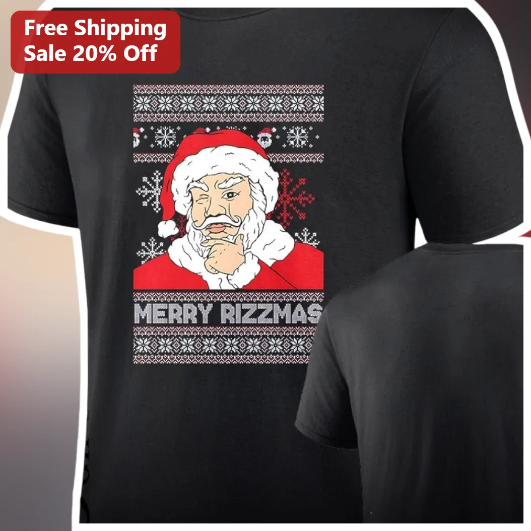 Merry Rizzmas Santa Claus Graphic Tee Funny Christmas Gift for Gen Z
