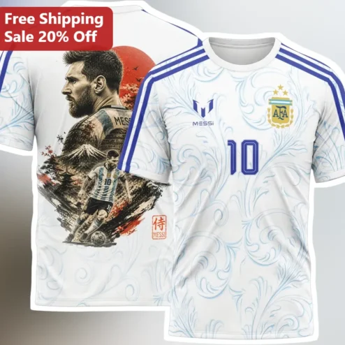Messi 10 Lionel Messi Samurai Art Graphic Tee Argentina Soccer Fan Gift