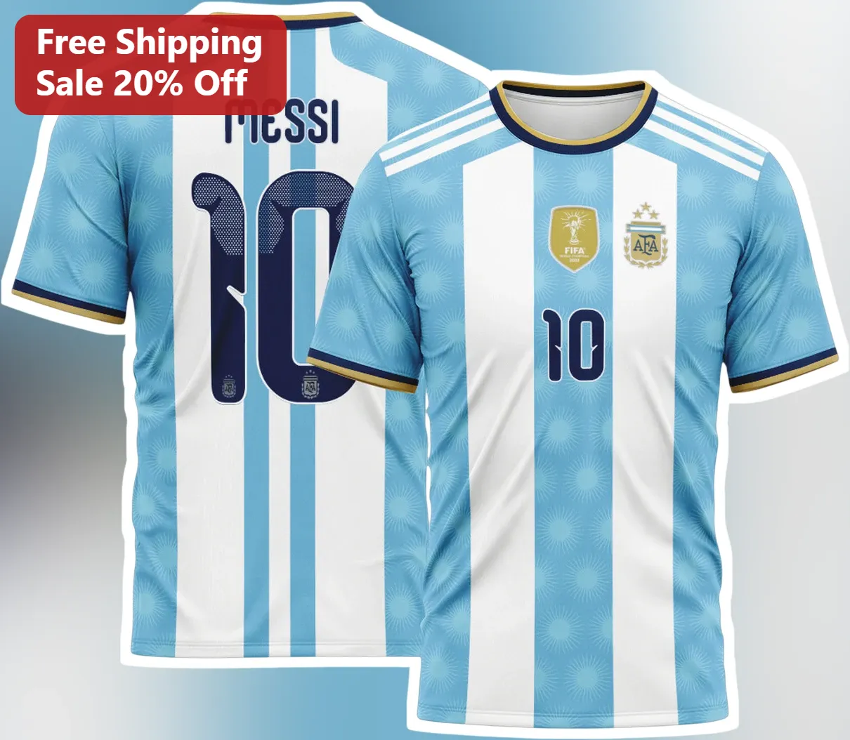 Messi Tee Lionel Messi Argentina World Cup Winner Soccer Fan Graphic T-Shirt