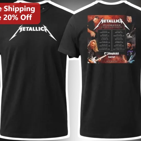 Metallica M72 World Tour Graphic Tee Heavy Metal Band Merch Shirt