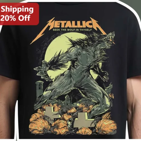Metallica Seek The Wolf In Thyself Heavy Metal Graphic Tee Horror Merch