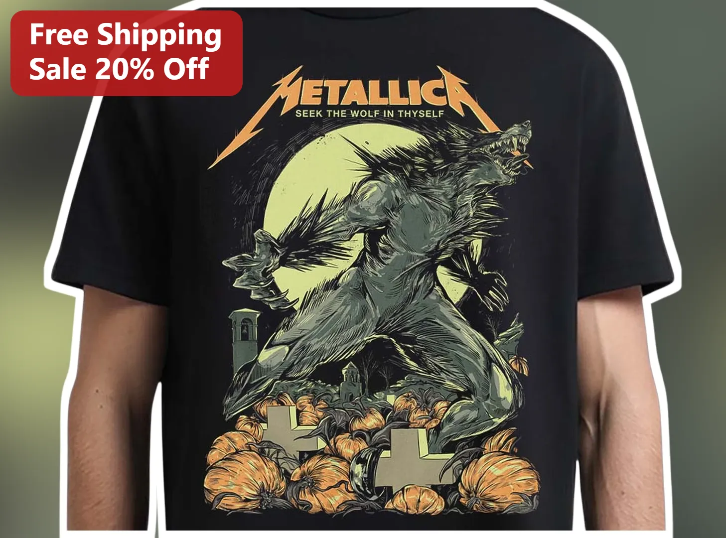 Metallica Seek The Wolf In Thyself Heavy Metal Graphic Tee Horror Merch