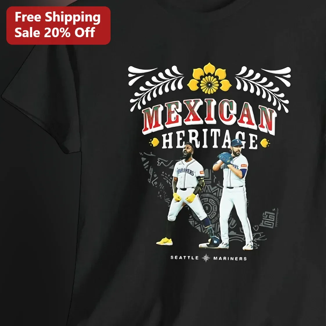 Mexican Heritage Seattle Mariners Tee Baseball Fan Graphic Shirt Hispanic Pride Apparel