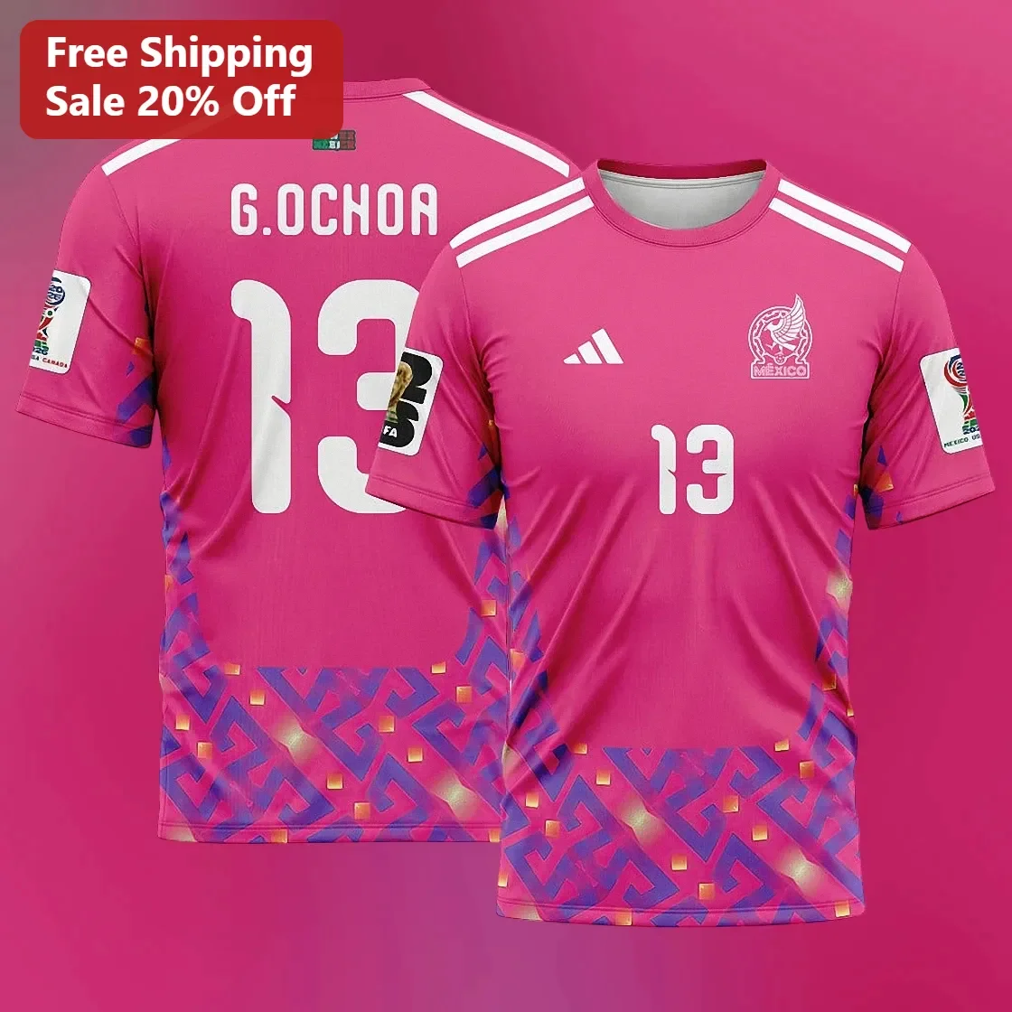 Mexico Jersey Adidas World Cup 2026 Pink Away Kit Soccer Fan Apparel