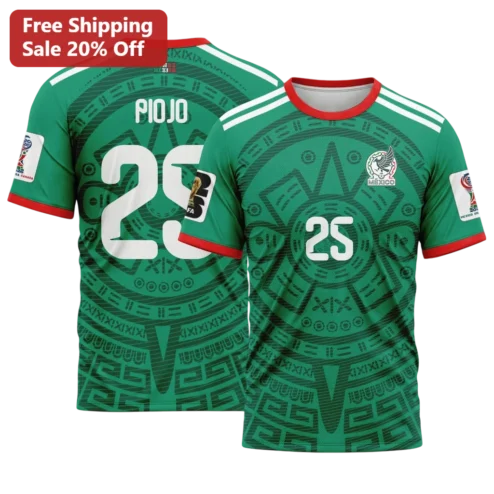 Mexico Soccer Jersey Aztec Pattern Tee World Cup 2026 Fan Gear Gift