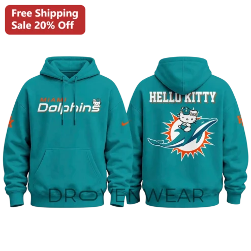 Miami Dolphins Hello Kitty Hoodie Cute NFL Fan Gear Gift for Women Men