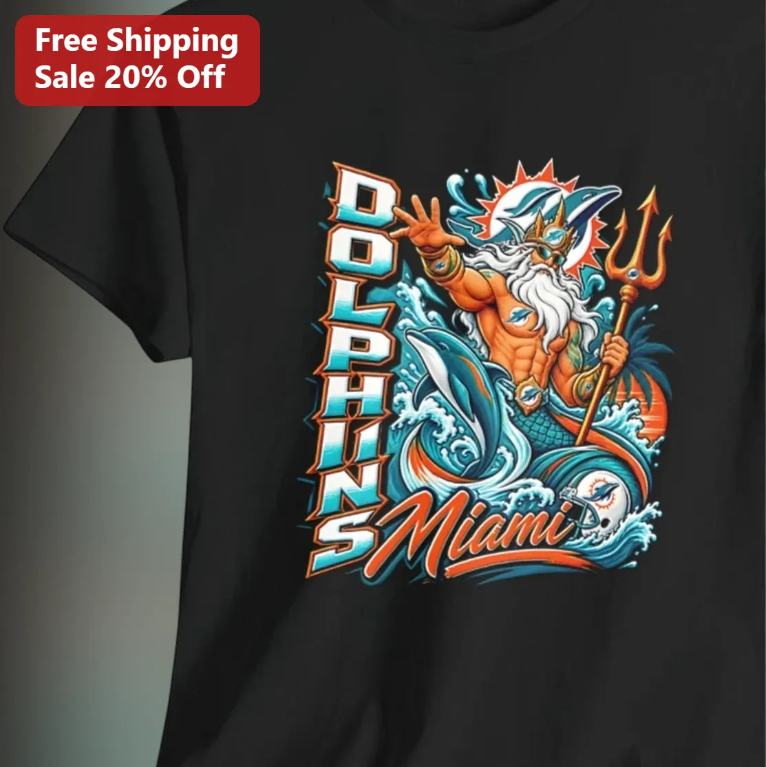 Miami Dolphins Poseidon Graphic Tee, Dolphins Miami Football Shirt Gift for NFL Fans