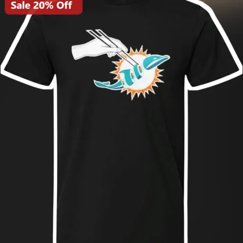 Miami Dolphins Sushi Logo Parody Graphic Tee for NFL Fans