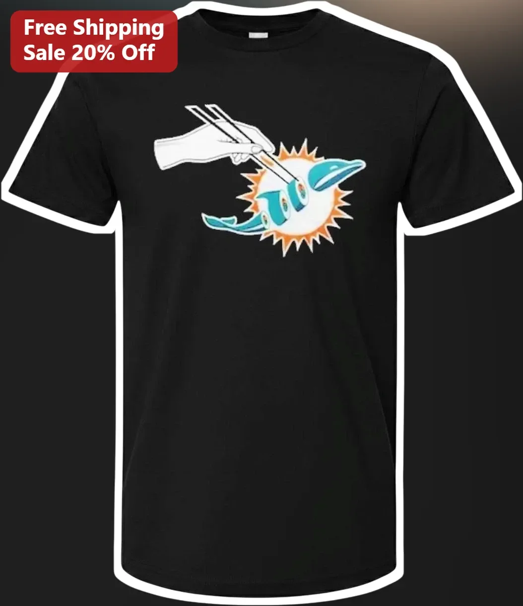 Miami Dolphins Sushi Logo Parody Graphic Tee for NFL Fans