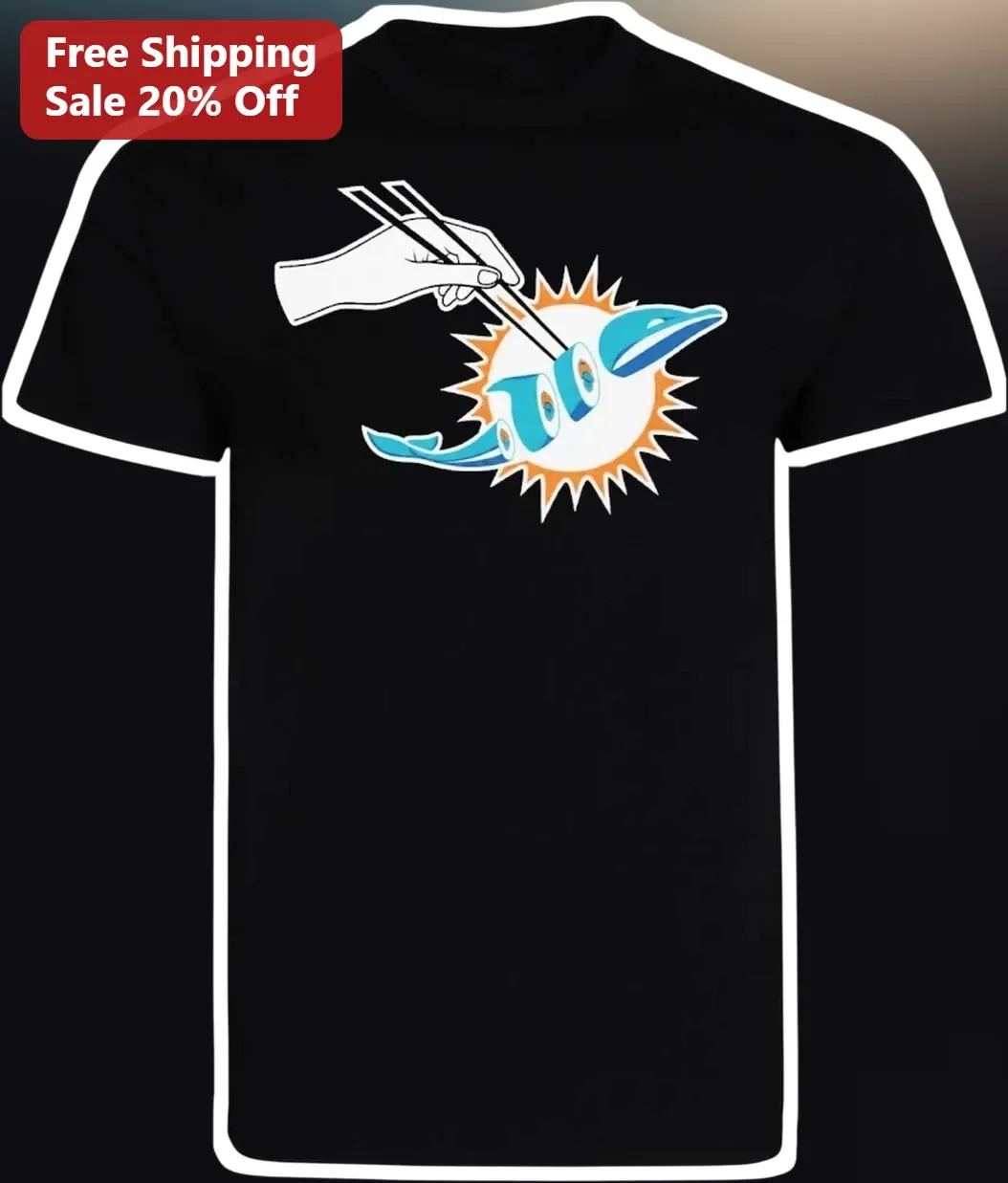 Miami Dolphins Sushi Tee Funny NFL Fan Parody Football Graphic Shirt Gift for Men