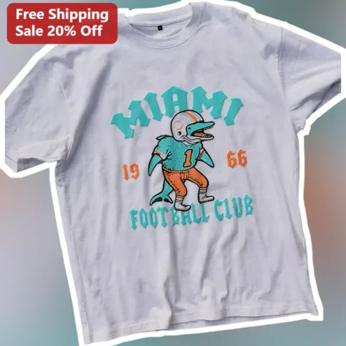 Miami Football Club Vintage Dolphin Mascot Graphic Tee