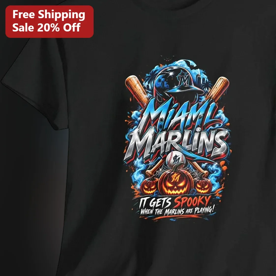 Miami Marlins It Gets Spooky When The Marlins Are Playing Halloween Tee