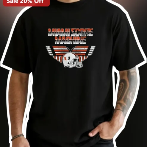 Miami Score Machine Vintage Football Helmet Graphic Tee for Men