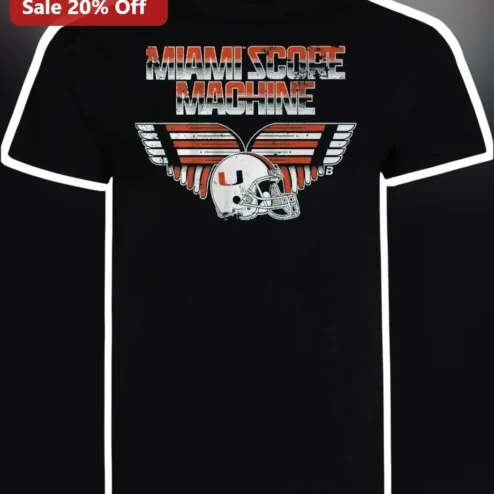 Miami Score Machine Vintage Football Helmet Graphic Tee for Men Women