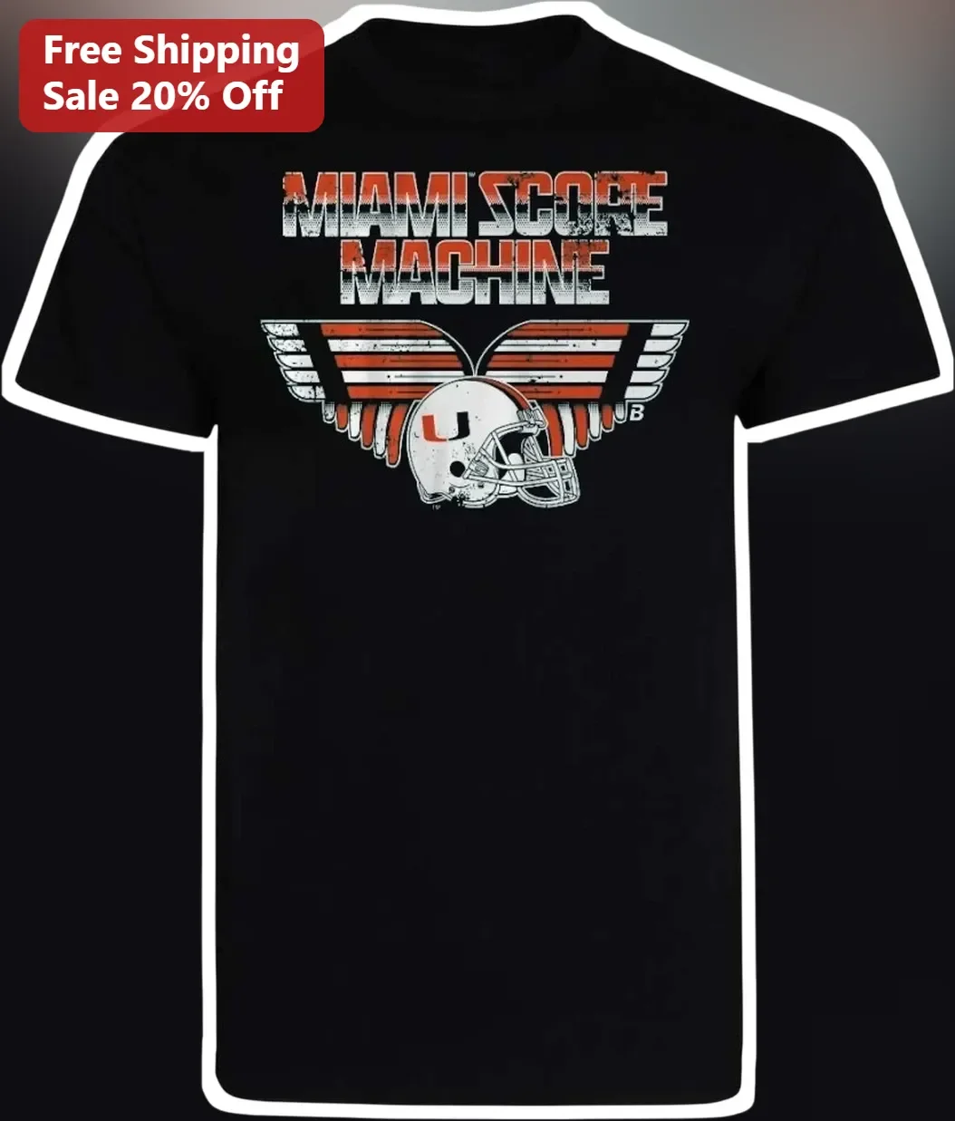 Miami Score Machine Vintage Football Helmet Graphic Tee for Men Women