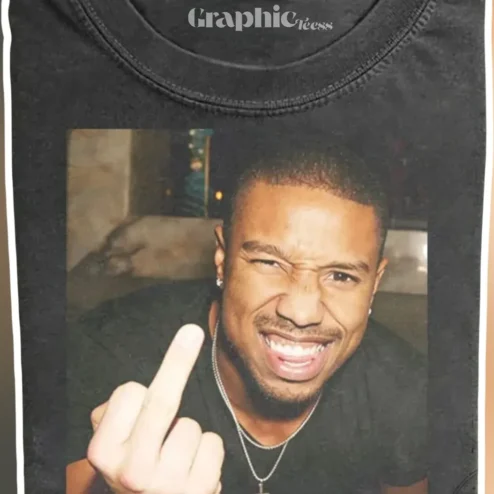 Michael B. Jordan Tee Black Distressed Celebrity Graphic Shirt for Men