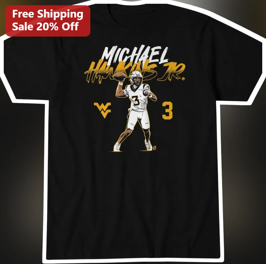 Michael Hawkins Jr. WVU Football QB Graphic Tee College Fan Apparel