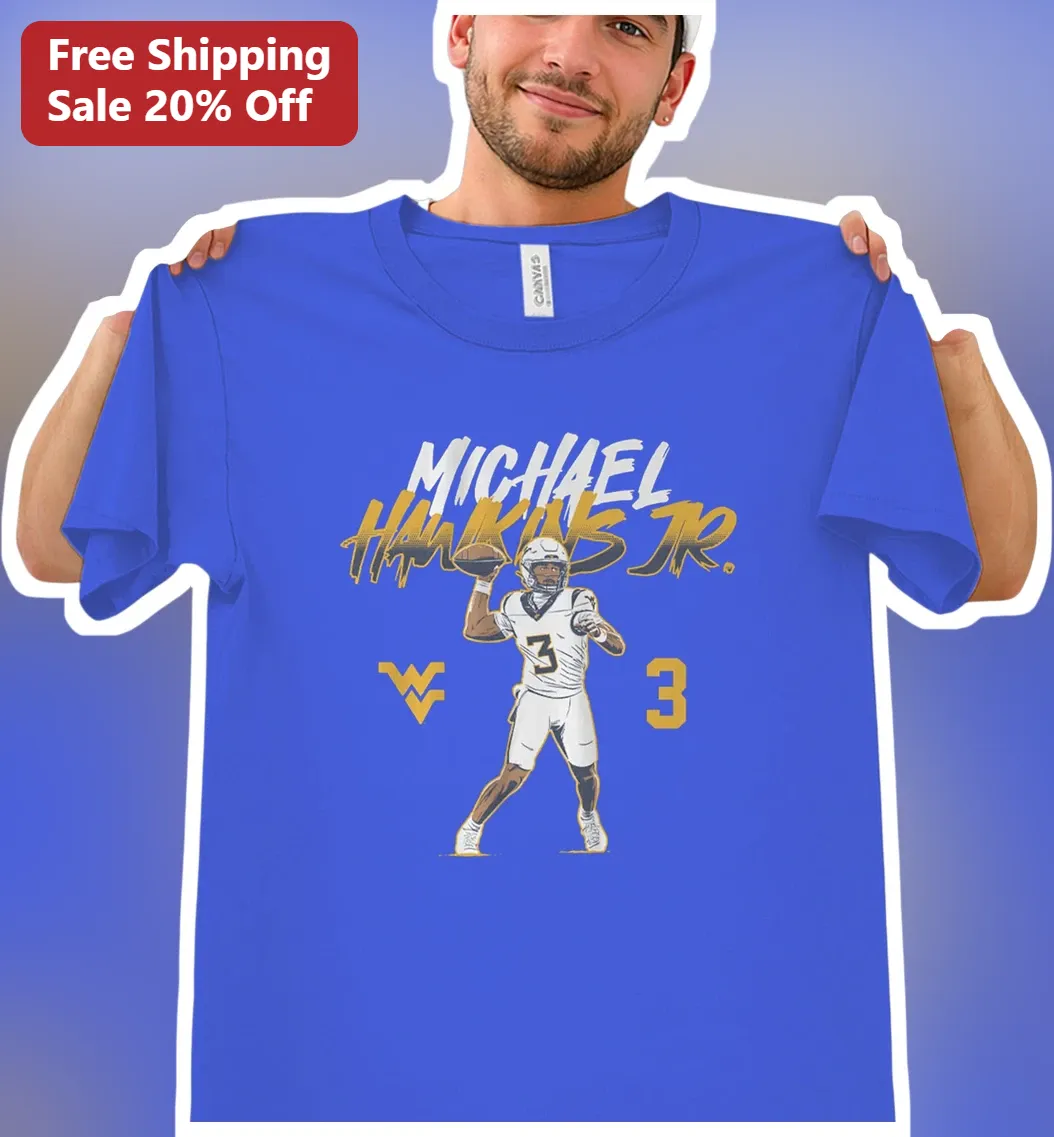 Michael Hawkins Jr. WVU Football Quarterback Graphic Tee for College Fans