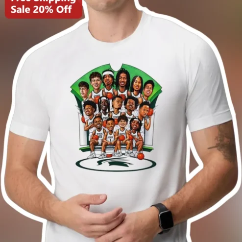Michigan State Spartans Basketball Team Caricature Tee