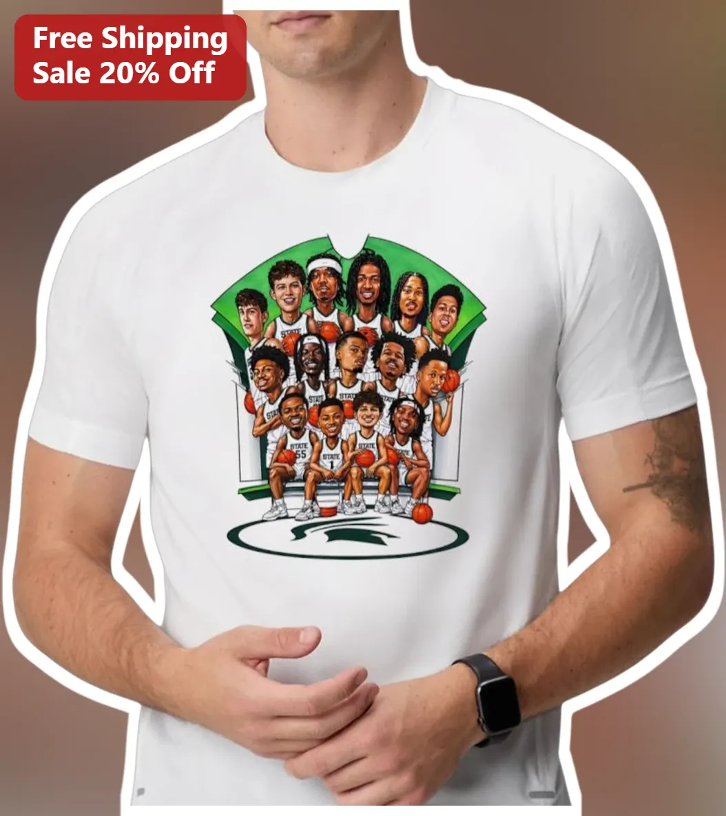 Michigan State Spartans Basketball Team Caricature Tee