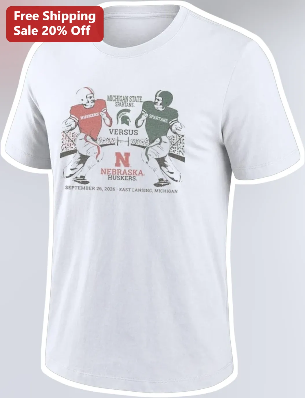 Michigan State vs Nebraska Spartans Huskers Rivalry Vintage Graphic Tee for College Football Fans