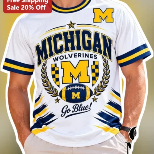 Michigan Wolverines Go Blue Tee University of Michigan Football Fan Apparel Game Day Gift