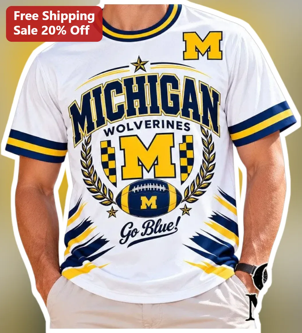 Michigan Wolverines Go Blue Tee University of Michigan Football Fan Apparel Game Day Gift