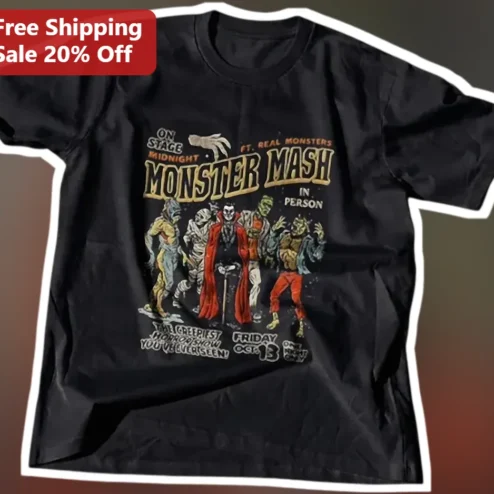 Midnight Monster Mash Tee On Stage Friday Oct 13 Creepy Horror Show Vintage Halloween Shirt