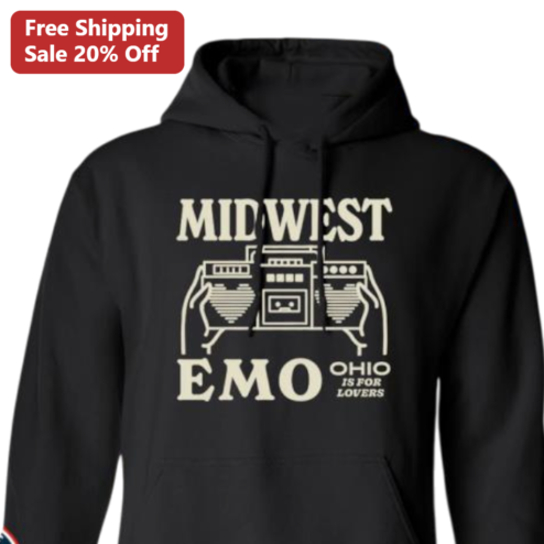 Midwest Emo Ohio Is for Lovers Hoodie, Retro Boombox Alternative Indie Rock Music Aesthetic Sweatshirt, Alt Scene Fan Gift
