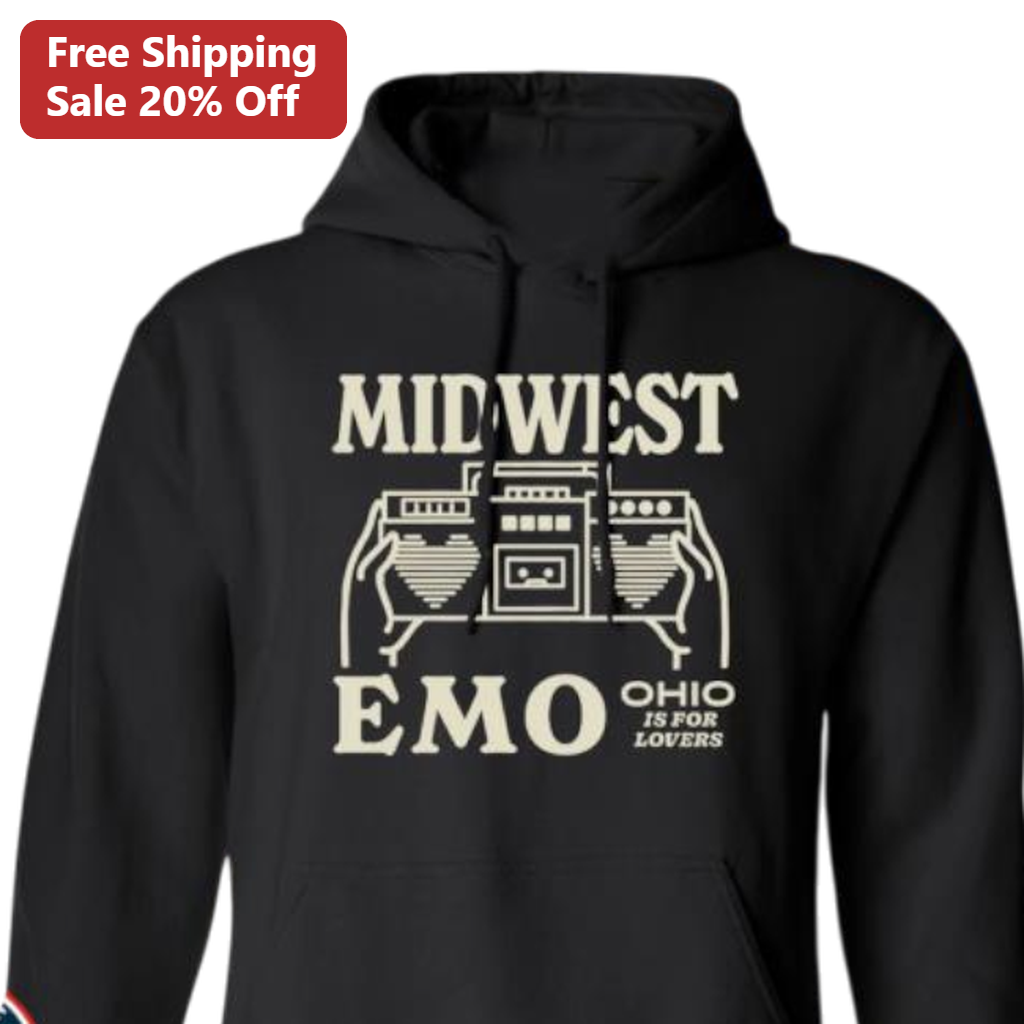 Midwest Emo Ohio Is for Lovers Hoodie, Retro Boombox Alternative Indie Rock Music Aesthetic Sweatshirt, Alt Scene Fan Gift